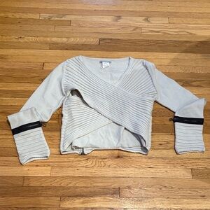 Rare Sarah Pacini Taupe/Lt Gray Sweater with Black Details Size O/S